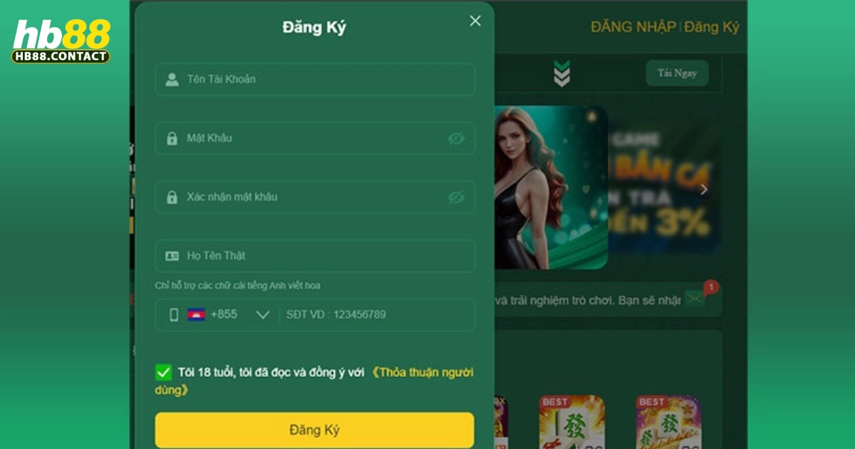 Hướng dẫn tạo tài khoản HB88